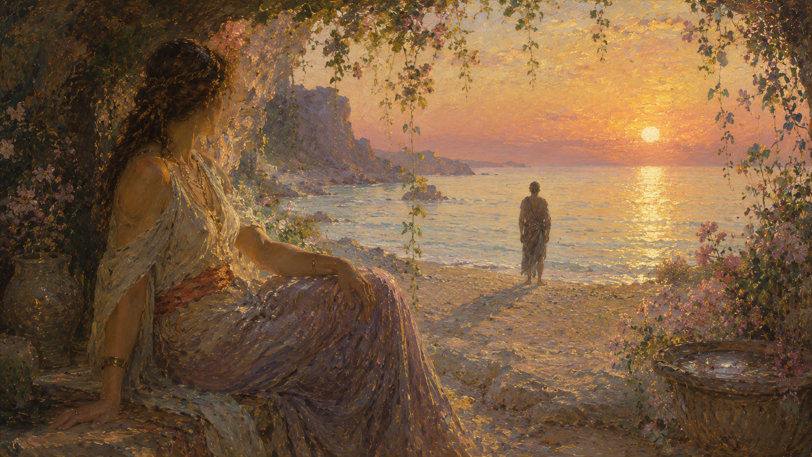 The nymph Calypso on her enchanted island