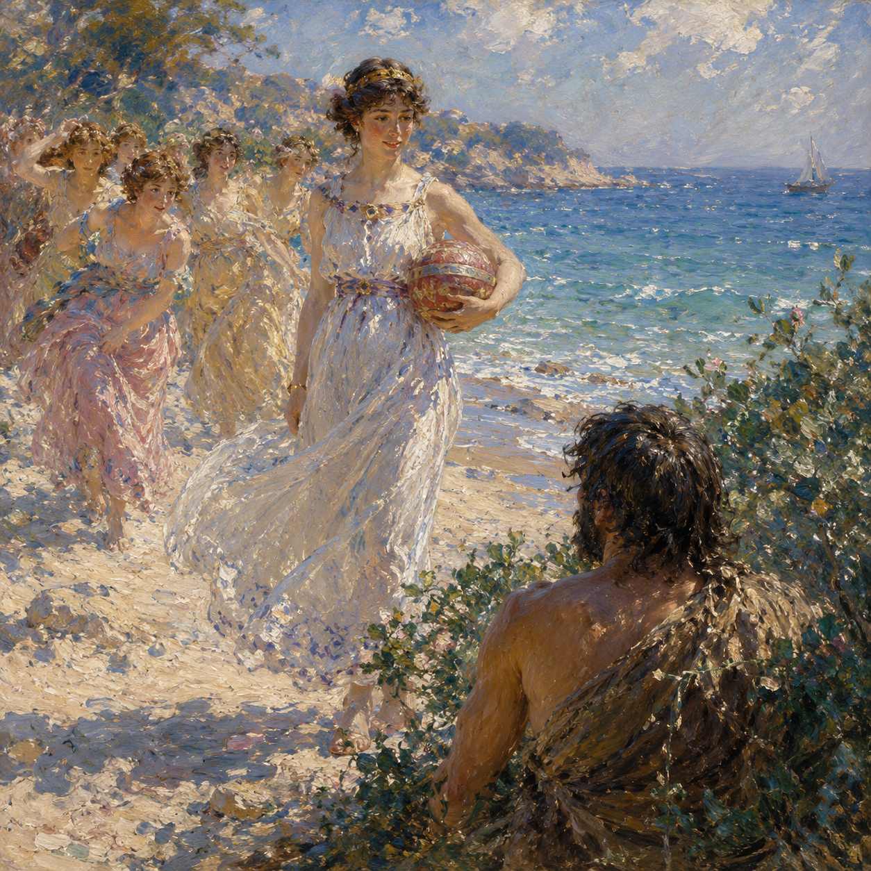 Princess Nausicaa on the shores of Phaeacia