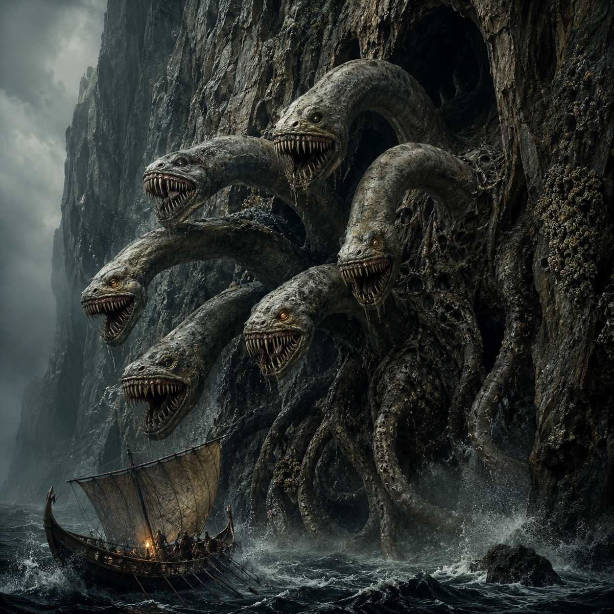 Scylla, the six-headed monster