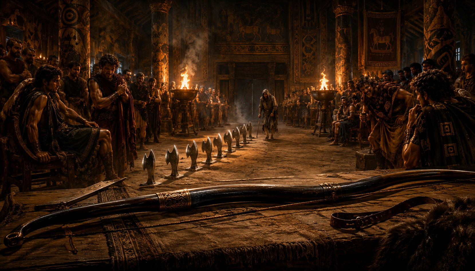 The great hall prepared for the bow contest