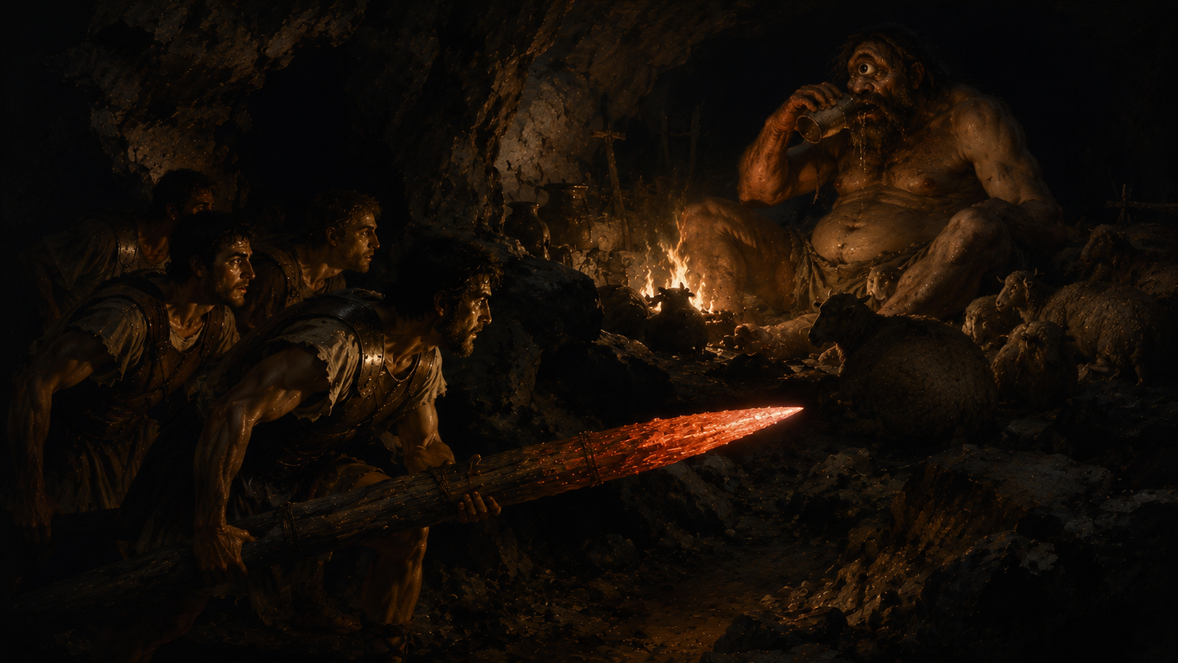 Inside the Cyclops Polyphemus's cave