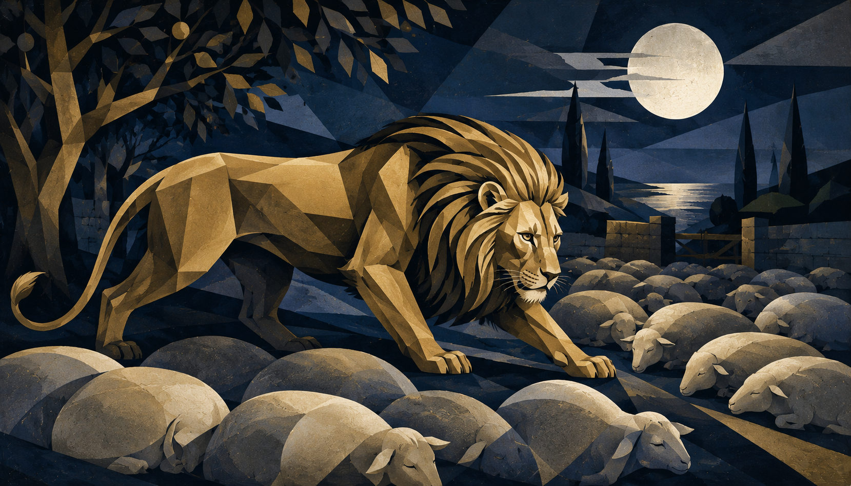 A lion and fawn, illustrating Homer's epic simile technique