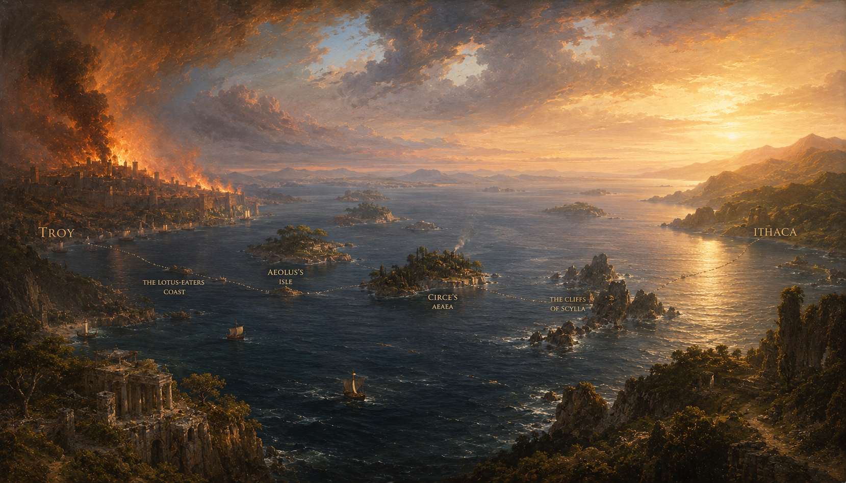 Panoramic view from Troy to Ithaca